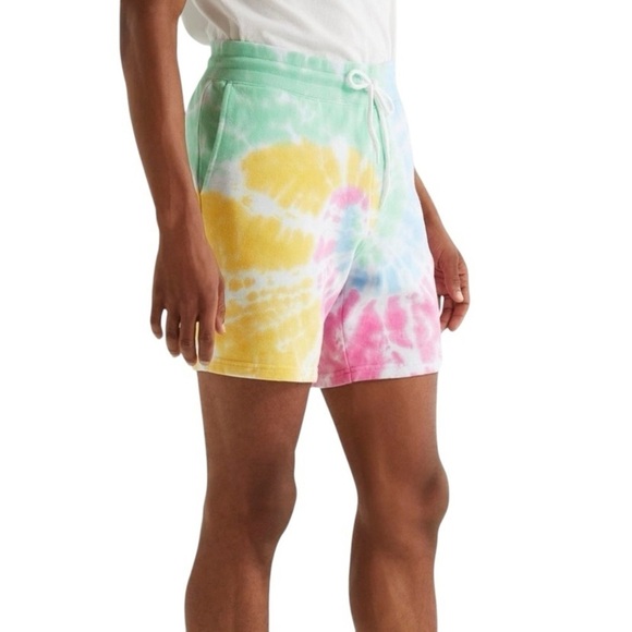 Lucky Brand Pride Tie Dye Clover Gender Neutral Shorts Elastic Waist LARGE - Picture 15 of 16